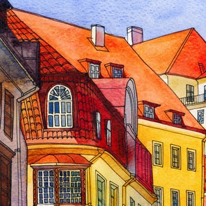 Tallinn Giclée Kunstdruck, Aquarell altes Tallinn Malerei, Tallinn Architektur Illustrations Skizze, Archivqualität Tallinn Poster #A03