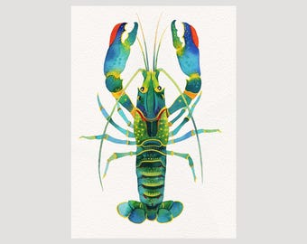 Red Claw Crayfish Watercolor Print • Lobster Wall Art (L03)