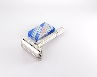 Maszynka na żyletki Gillette Slim Adjustable L4 1966 Cleaned VTG Double Edge Safety Razor
