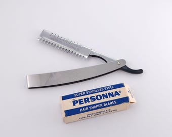 Vintage Weck Hair Shaper Straight Razor with Blade Guard & Personna Blades