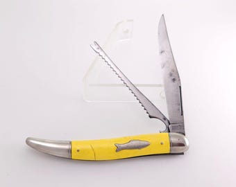 Navaja de pesca plegable de bolsillo Imperial Prov RI USA, limpia, estilo vintage (1946-1956).