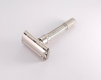 Maquinilla de afeitar de seguridad de doble filo Gillette Slim Adjustable H2 de 1962, limpia, estilo vintage.