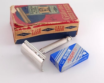 Maquinilla de afeitar de seguridad Gillette Ball End Tech vintage de doble filo en caja
