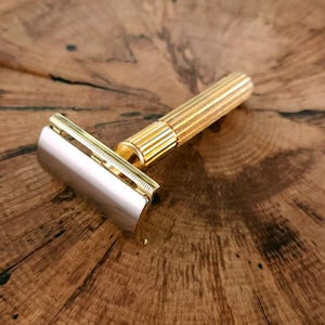 Gillette Fat Handle Tech Gold Vintage Double Edge Safety Razor