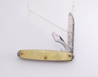 Lipic USA Cracked Ice Jack w Can Opener Vintage Pocket Folding Knife