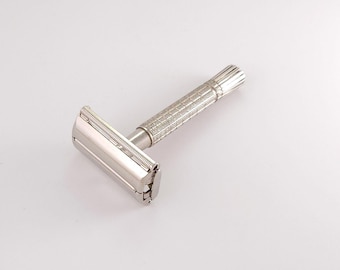 Maquinilla de afeitar de seguridad Gillette Super Speed I2 1963 con punta acampanada, pulida y lista para usar.