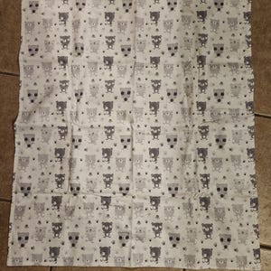 Flannel Baby Blanket, Gray and White Flannel Stroller Blanket, Bears and Pawprints 31 x 35 inches