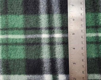 Green & White Plaid Anti-Pill Fleece Fabric 1 YD  36" x 60" Wide