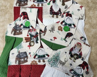 Toallas de cocina colgantes navideñas de gnomo, decoración navideña acolchada, juego de 2