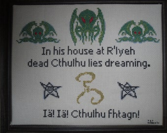 Cthulhu Lies Dreaming Cross Stitch Pattern
