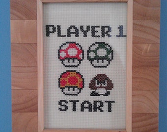 Mario Mushroom Cross Stitch Pattern