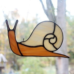 Snail Stained Glass Suncatcher, Glass Art, Window Decor, Woodland Decor