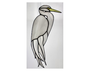 Stained Glass White Egret, Stained Glas Bird