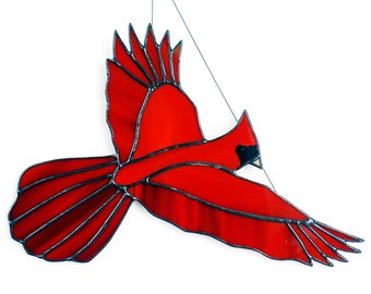 Cardinal Stained Glass, Stained Glass Bird, Suncatcher, Glass Art, Bird Sun Catcher, Wildlife Art, Bird Lovers Gift