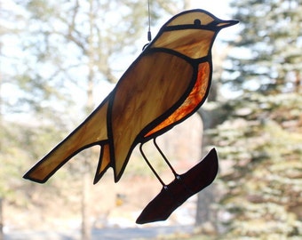 Robin Stained Glass Bird Suncatcher