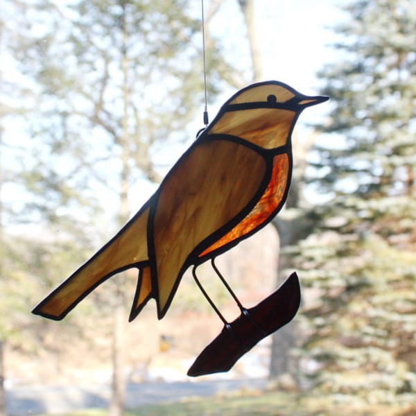 Stained Glass of Robin Bird - Etsy