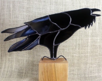 Raven Art Etsy - stained glass raven bird sculpture stained glass bird raven art gothic raven art crow art glass art wildlife art bird lovers gift