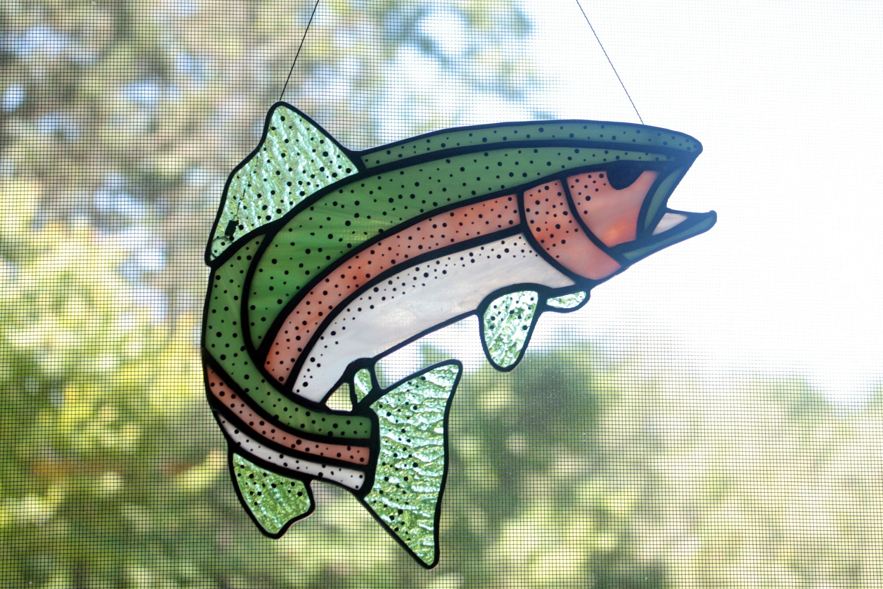 Rainbow Trout Stained Glass Gifts For Men Wildlife Art Etsy