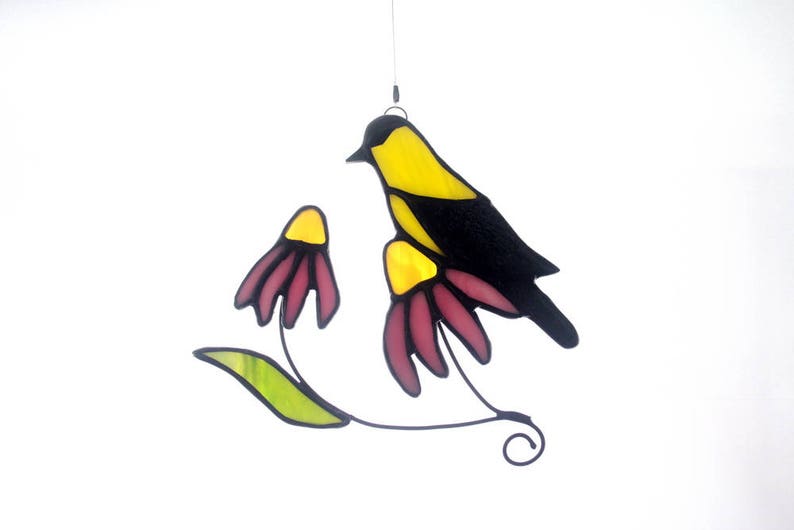 Goldfinch Stained Glass Suncatcher Bird Sun Catcher Stained Etsy Canada