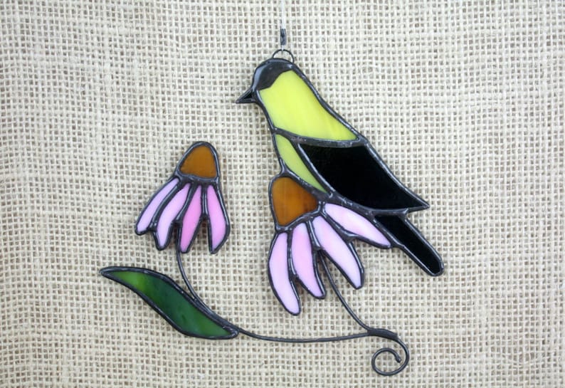 Goldfinch Stained Glass Suncatcher Bird Sun Catcher Stained Etsy Canada
