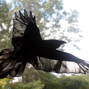 Raven Stained Glass Bird, Raven Art, Gothic Decor, Glass Art, Wildlife Art, Bird Lovers Gift image 3