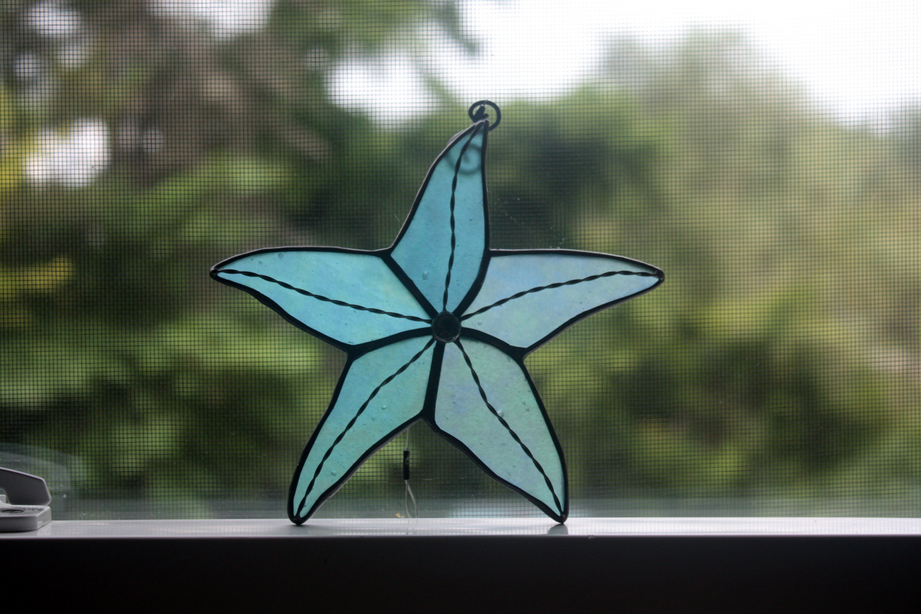 Stained Glass Starfish Suncatcher Aqua Blue Iridescent Beach Etsy