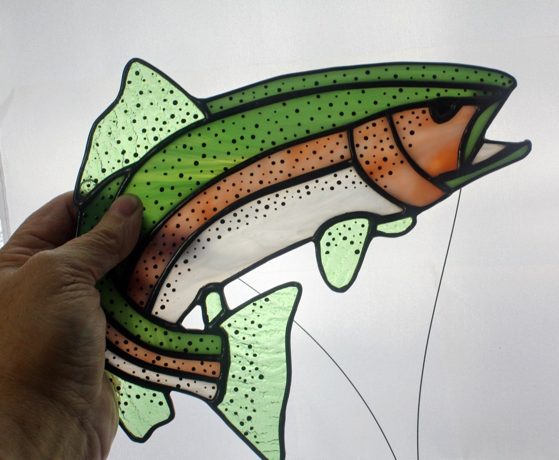 Rainbow Trout Stained Glass Gifts for Men Wildlife Art - Etsy