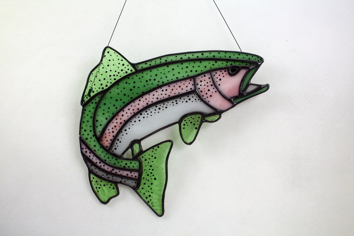 Rainbow Trout Stained Glass Gifts for Men Wildlife Art - Etsy