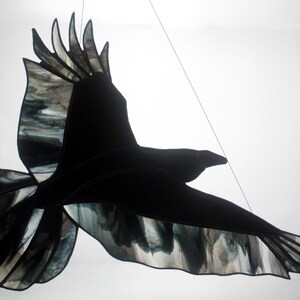 Raven Stained Glass Bird, Raven Art, Gothic Decor, Glass Art, Wildlife Art, Bird Lovers Gift image 5