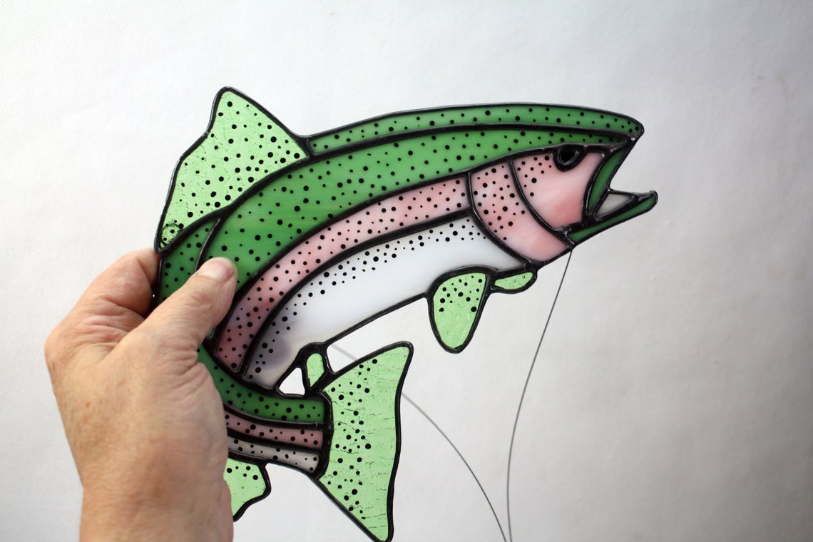 Rainbow Trout Stained Glass Gifts for Men Wildlife Art - Etsy