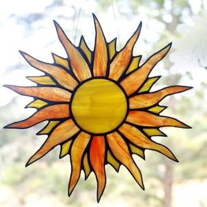 Sun Stained Glass, Suncatcher, Glass Art, Window Decor, Handmade Glass Sun Catcher, Yellow Orange Suncatchers, Stained Glass Window Panel