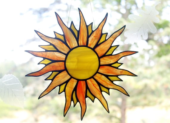 Attrape-soleil soleil vitrail décoration de fenêtre suncatcher stained  glass A points parlés