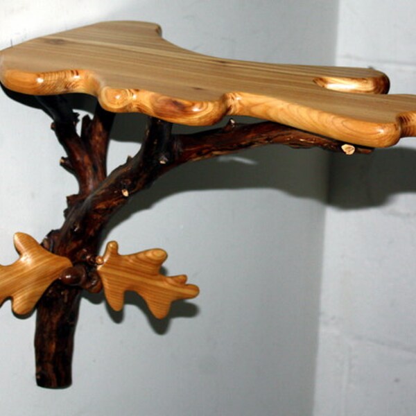 Rustic Oak Leaf Shelf