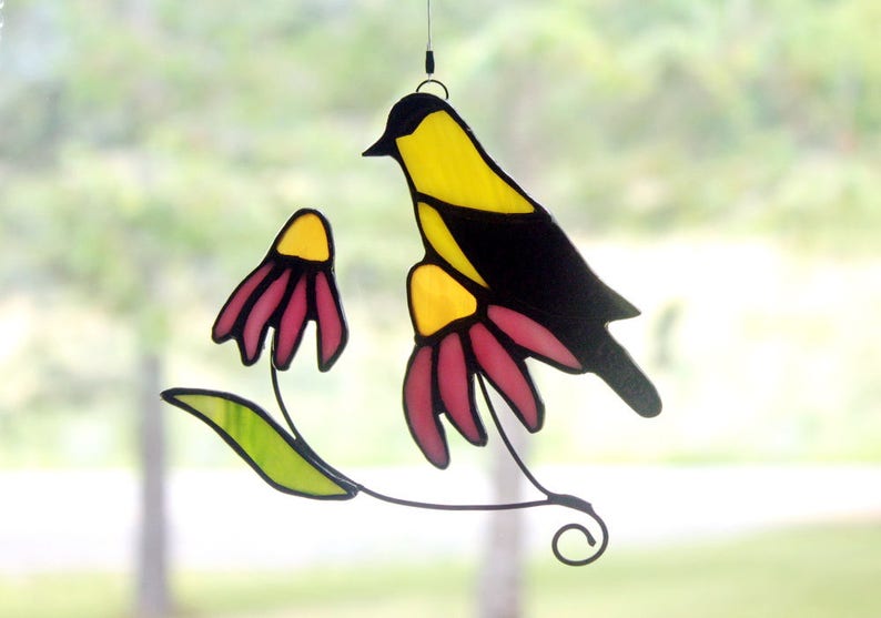 Goldfinch Stained Glass Suncatcher Bird Sun Catcher Stained Etsy Canada