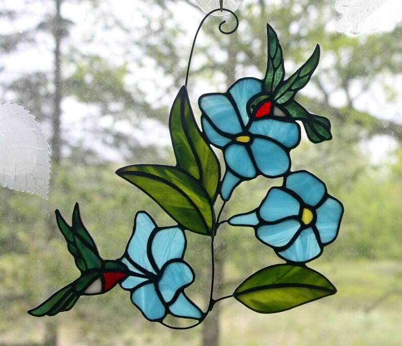 Stained Glass Hummingbirds Stained Glass Bird Suncatcher image 0.
