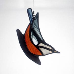 Nuthatch Stained Glass, Red Breasted, Suncatcher, Stained Glass Bird, Glass Art, Wildlife Art, Bird Lovers Gift image 2