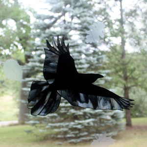 Raven Stained Glass Bird, Raven Art, Gothic Decor, Glass Art, Wildlife Art, Bird Lovers Gift image 9