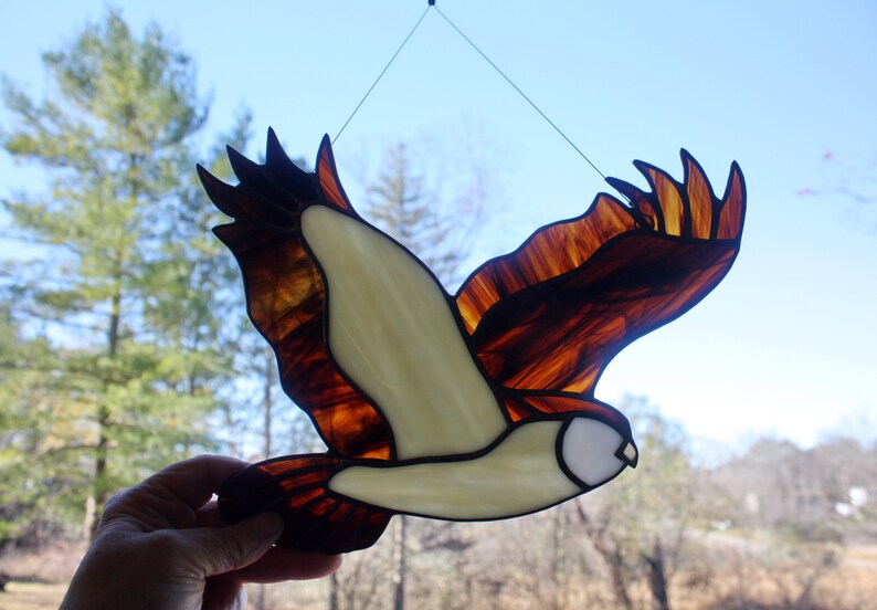 Owl Stained Glass Suncatcher, Stained Glass Bird, Wildlife art, Glass Art, Bird Lovers Gift image 2