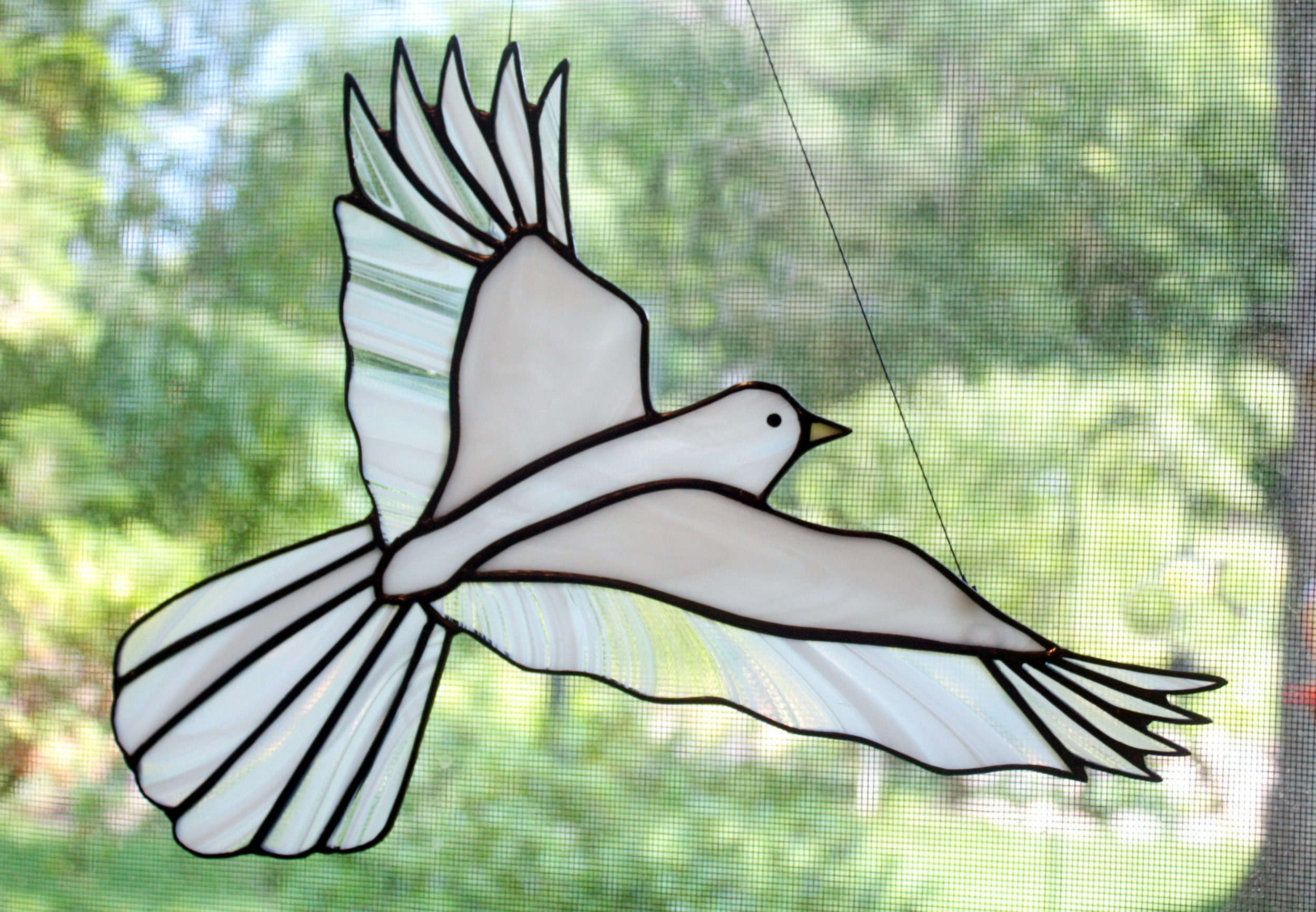 Stained Glass White Dove Stained Glass Bird Peace Dove Etsy