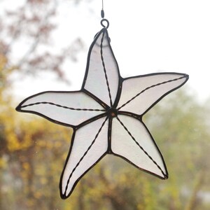 Starfish Stained Glass Suncatcher, White Iridescent, Beach Decor, Glass Art, Mermaid Gift, Gifts for Her image 3