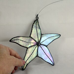 Starfish Stained Glass Suncatcher, White Iridescent, Beach Decor, Glass Art, Mermaid Gift, Gifts for Her image 4