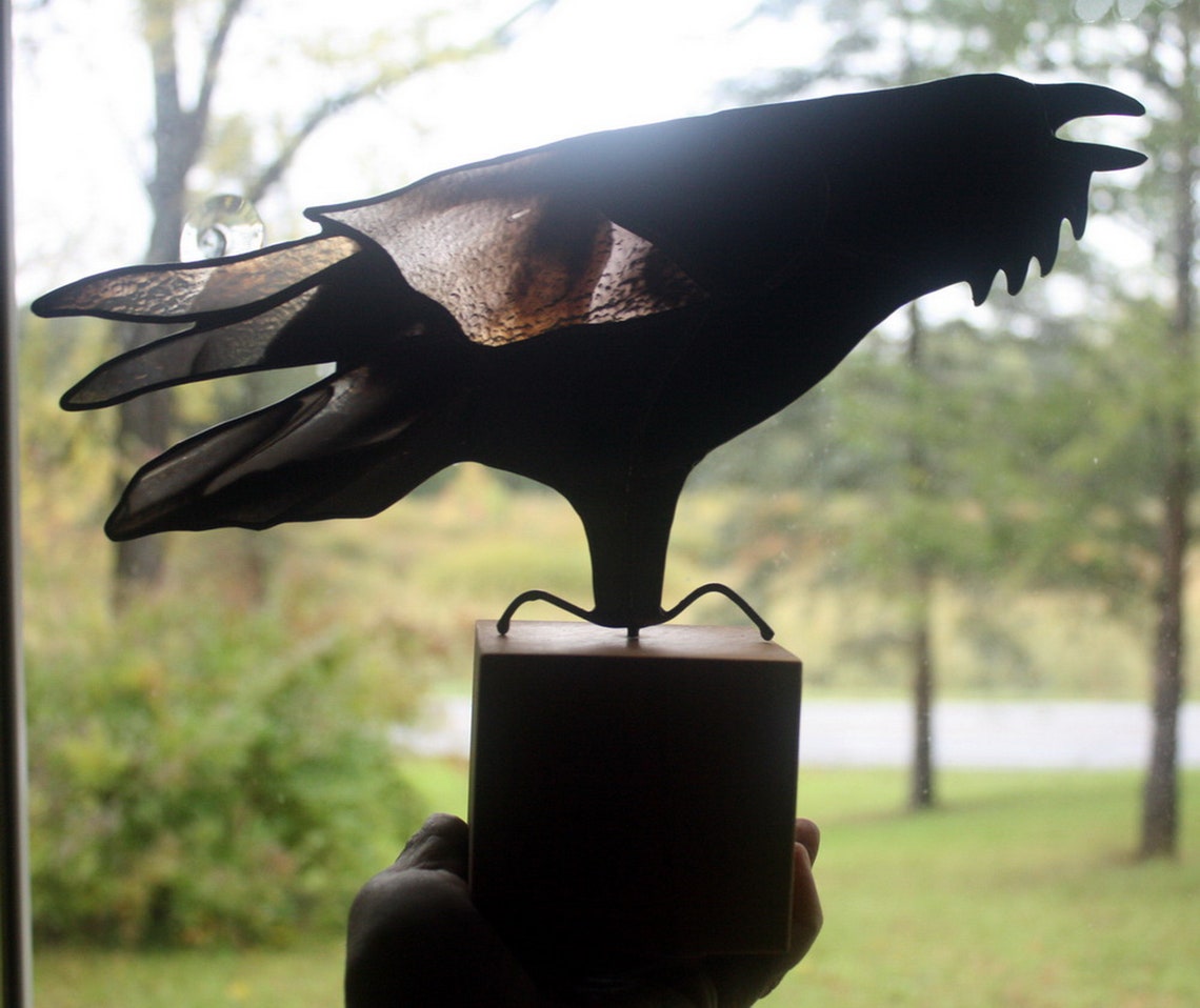 Stained Glass Raven Bird Sculpture Stained Glass Bird Raven Etsy