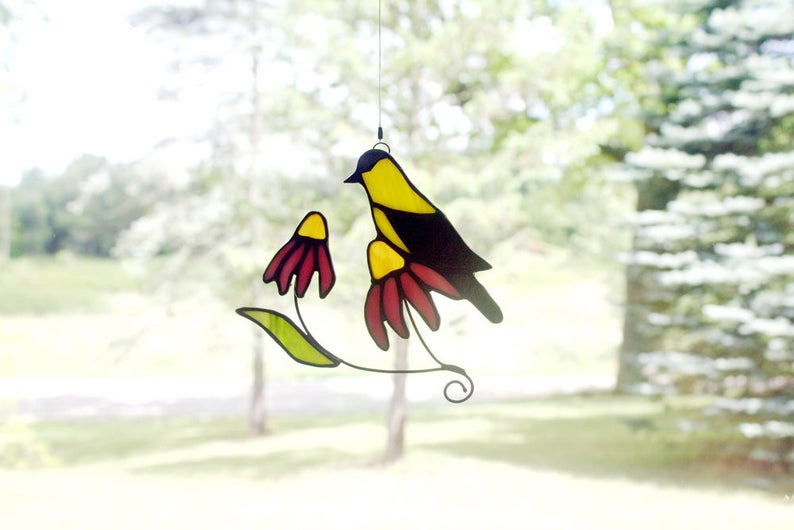 Goldfinch Stained Glass Suncatcher Bird Sun Catcher Stained Etsy Canada