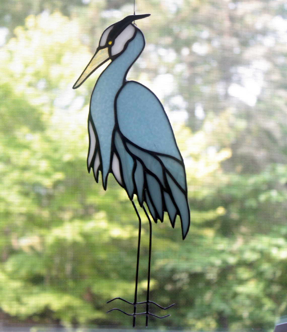 Blue Heron Stained Glass Stained Glass Bird Panel Glass | Etsy