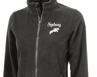 Personalized Ladies Fleece Equestrian Jacket: Custom Embroidered Horse Logo