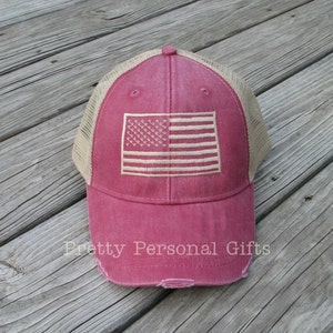 American Flag Trucker Hat Distressed Patriotic Baseball Hats - Etsy