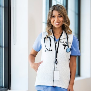 Personalized Quilted Vest: Embroidered Medical Apparel for Nurses & Doctors