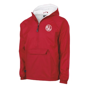 Monogrammed Charles River Pullover Classic Hooded Windbreaker Jacket: Custom Embroidered, Fully Lined Jacket