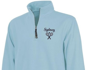 Personalized Tennis Quarter Zip Sweatshirt: Embroidered Charles River Apparel Crosswind Pullover