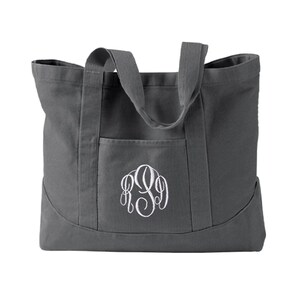 Monogrammed Tote Bags, Embroidered Personalized Canvas Tote Bag with Monogram